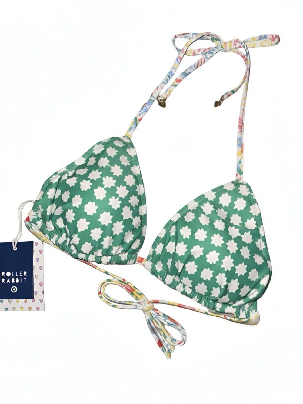 Women's Vacation/Star Geo Reversible Triangle Bikini Top Yellow/Green 
NWT XXS - Picture 5 of 13
